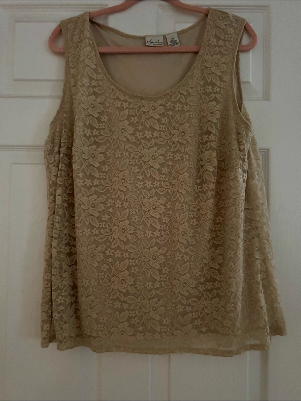 Kim Rogers Beige Floral Lace Sleeveless Camisole